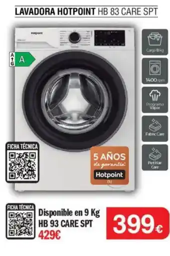 Milar HOTPOINT Lavadora hb 83 care spt oferta
