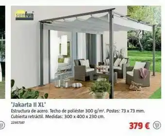 Bauhaus Jakarta ii xl estructura de acero. techo de poliéster 300 g/m2. postes: 73 x 73 mm. cubierta retráctil. medidas: 300 x 400 x oferta