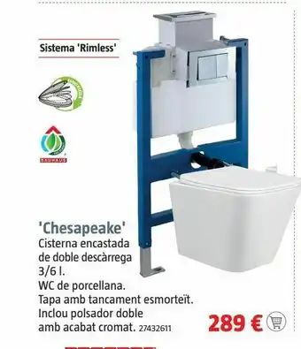 Bauhaus Sistema 'rimless chesapeake cisterna empotrada doble descarga 3/6 i. inodoro de porcelana. tapa con cierre amortiguado. incl oferta