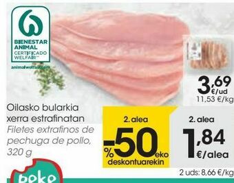 Eroski Filetes extrafinos de pechuga de pollo oferta