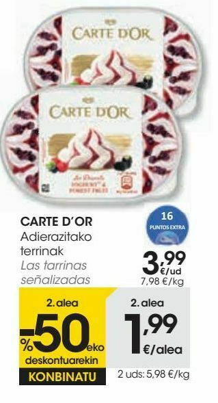 Eroski Carte d'or las tarrinas señalizadas oferta