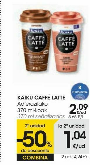 Eroski Kaiku caffé latte oferta