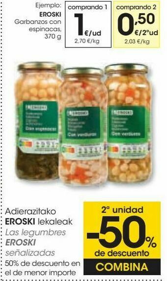 Eroski Eroski garbanzos con espinacas oferta