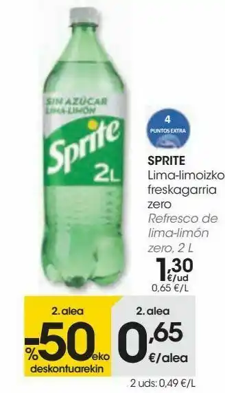 Eroski Sprite refresco de lima-limón zero oferta
