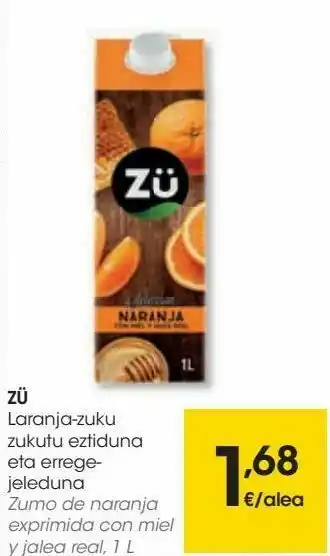 Eroski Zü zumo de naranja exprimida con miel y jalea real oferta