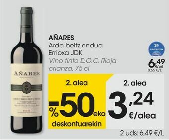 Eroski Añares vino tinto d.o.c. rioja crianza oferta