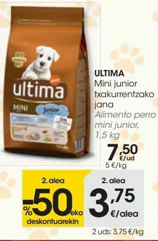 Eroski Ultima alimento perro mini junior oferta