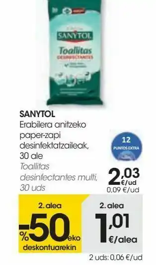 Eroski Sanytol toallitas desinfectantes oferta