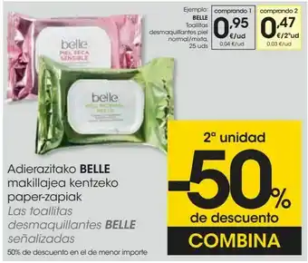 Eroski Belle toallitas desmaquillantes piel normal/mixta oferta