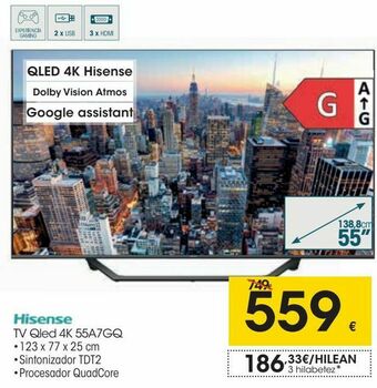 Eroski Hisense tv qled 4k 55a7gq oferta