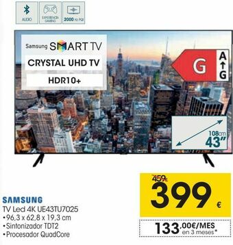 Eroski Samsung tv led 4k ue43tu7025 oferta