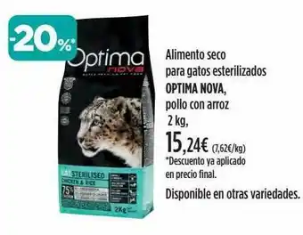 El Corte Inglés Alimento Seco Para Gatos Esterilizados Optima Nova Pollo Con Arroz oferta