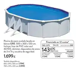 Hipercor Gre - piscina de acero ovalada lacada en blanco oferta