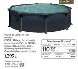 Hipercor Antracita - piscina de acero antracita redonda oferta