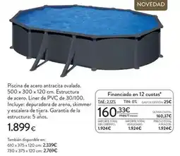 Hipercor Antracita - piscina de acero ovalada oferta