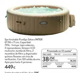 Hipercor Intex - spa hinchable purespa sahara oferta
