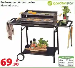 Alcampo Gardenstar Barbacoa carbón con ruedas oferta