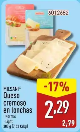 ALDI Milsani Queso cremoso en lonchas oferta