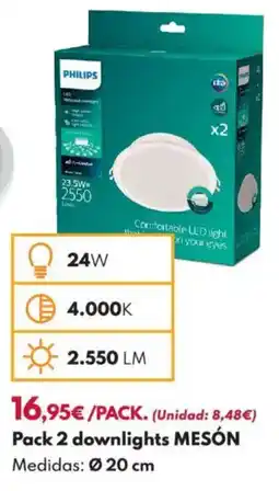 BricoCentro Pack 2 downlights mesón oferta