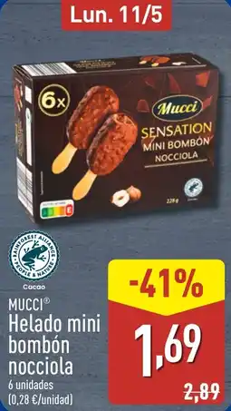 ALDI MUCCI Helado mini bombón nocciola oferta