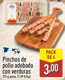 ALDI Pinchos de pollo adobado con verduras oferta