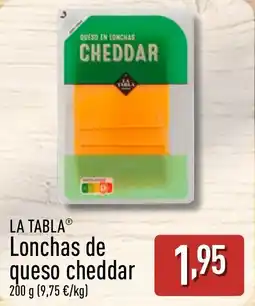 ALDI LA TABLA Lonchas de queso cheddar oferta
