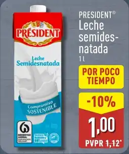 ALDI PRESIDENT Leche semides- natada oferta