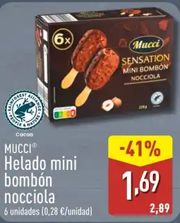 ALDI MUCCI Helado mini bombón nocciola oferta