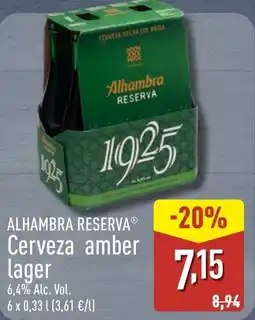 ALDI ALHAMBRA RESERVA Cerveza amber lager oferta