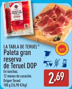 ALDI LA TABLA DE TERUEL Paleta gran reserva de Teruel DOP oferta
