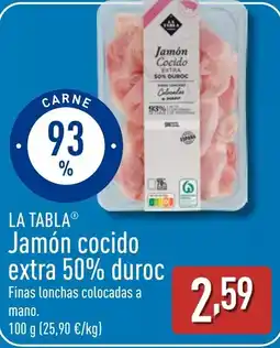 ALDI LA TABLA Jamón cocido extra 50% duroc oferta
