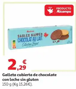 Alcampo AUCHAN Galleta cubierta de chocolate con leche sin gluten oferta