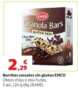 Alcampo EMCO Barritas cereales sin gluten Choco chips o mix frutas oferta