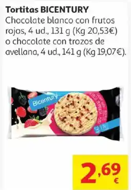 Alcampo BICENTURY Tortitas Chocolate blanco con frutos rojos oferta