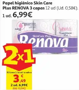 Alcampo RENOVA Papel higiénico Skin Care Plus 3 capas oferta