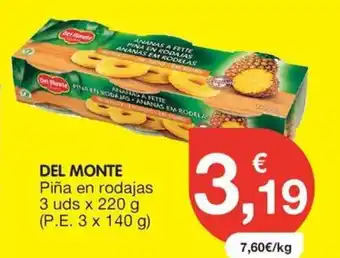 CashDiplo DEL MONTE Piña en rodajas oferta