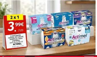 ACTIMEL Lcasei líquido natural, 0% natural, multifruta, mora arándano