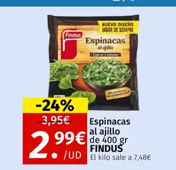 Maskom Supermercados FINDUS Espinacas al ajillo oferta