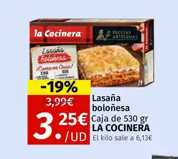 Maskom Supermercados LA COCINERA Lasaña Boloñesa oferta