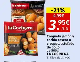 Maskom Supermercados LA COCINERA Croqueta jamón y cocido casero o croquet. estofado de pollo oferta