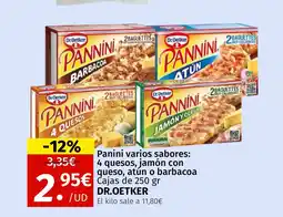 Maskom Supermercados DR OETKER Panini varios sabores: 4 quesos, jamón con queso, atún o barbacoa oferta