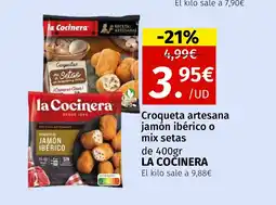 Maskom Supermercados LA COCINERA Croqueta artesana jamón ibérico o mix setas oferta