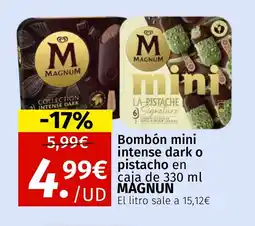 Maskom Supermercados MAGNUM Bombón mini intense dark o pistachio oferta