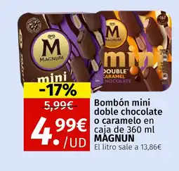 Maskom Supermercados MAGNUM Bombón mini doble chocolate o caramelo en caja oferta