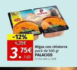 Maskom Supermercados PALACIOS Migas con chistorra oferta