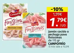 Maskom Supermercados CAMPOFRÍO Jamón cocido o pechuga pavo finíssimas oferta