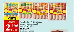 Maskom Supermercados EL POZO Salchichas 5 Big classic, pavo, queso o pollo oferta