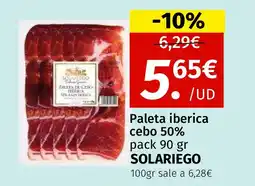 Maskom Supermercados SOLARIEGO Paleta iberica cebo 50% pack oferta