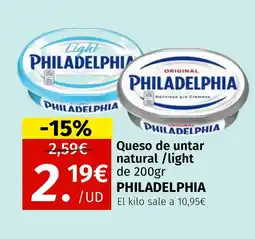 Maskom Supermercados PHILADELPHIA Queso de untar natural/light oferta