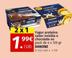 Maskom Supermercados DANONE Yogur proteína sabor vainilla o chocolate en pack oferta